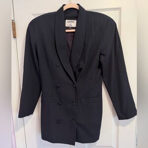 Kasper for ASL Vintage 80s 90s navy blue double breasted button blazer 8 medium